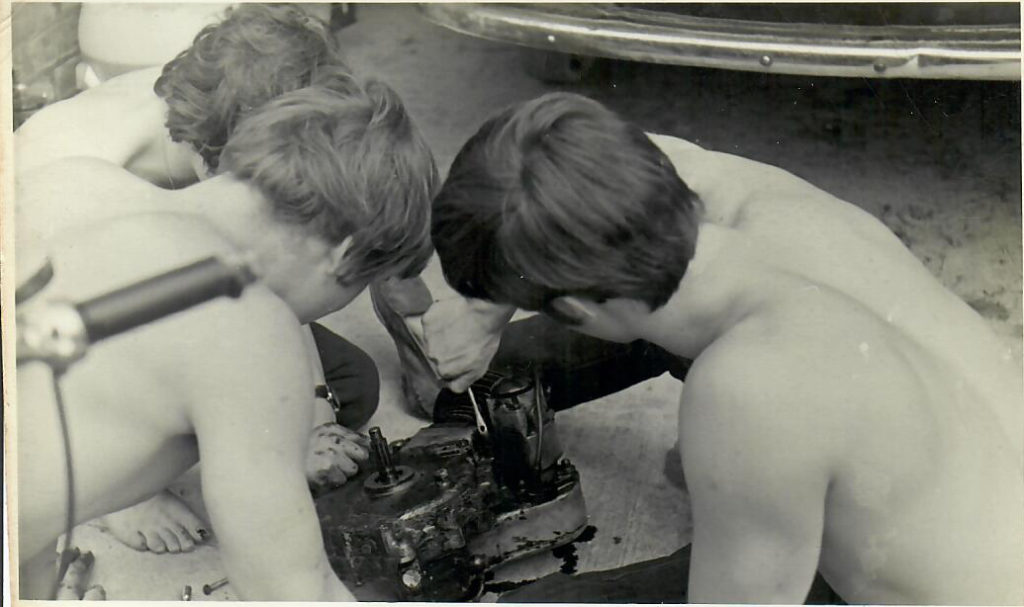 Mike and Tim working on the Velocette